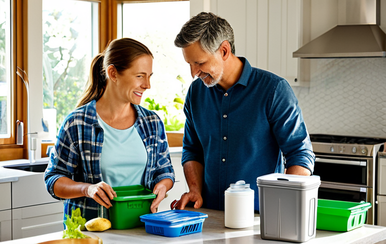 Eco-conscious Family at Home**

A family (mother, father, child) sorting recyclables in their modern kitchen, fully clothed in comfortable, modest clothing. The kitchen features energy-efficient appliances and reusable containers. Sunlight streams through the window. safe for work, appropriate content, fully clothed, professional, perfect anatomy, natural proportions, family-friendly, high-resolution, detailed.

**