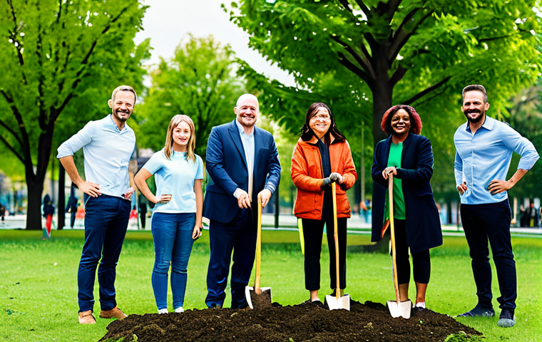 **

"A diverse group of people, fully clothed in appropriate attire, participating in a community tree-planting event in a park. Focus on the positive emotions and teamwork. Background shows a vibrant city skyline with green spaces. safe for work, appropriate content, family-friendly, perfect anatomy, correct proportions, natural pose, high quality, professional"

**
