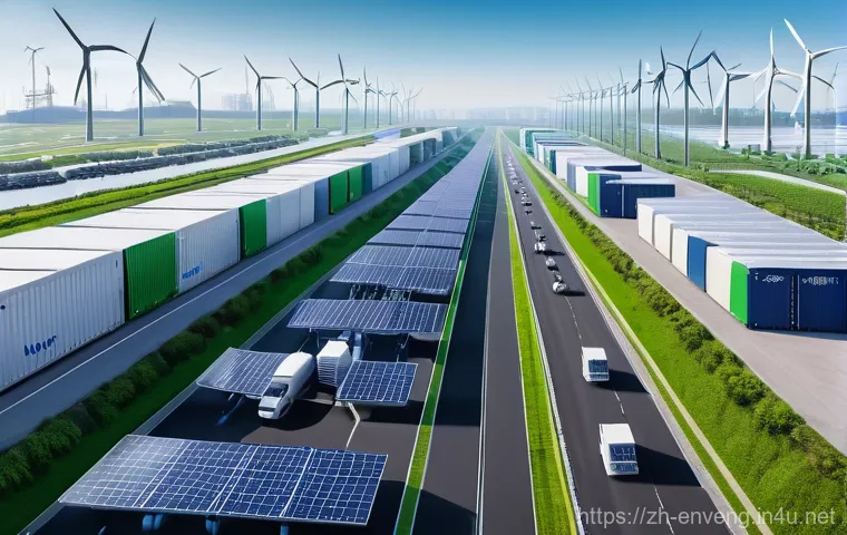 자원 효율적인 산업 공정 - **Prompt:** A vibrant depiction of a circular economy industrial park at sunset. In the foreground, ...