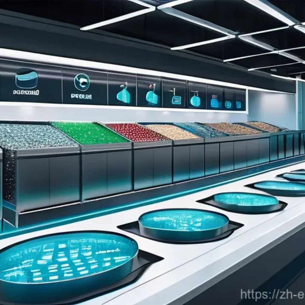 자원 회수 기술 - **Prompt 1: Futuristic AI-Driven Waste Sorting Facility**
    A brightly lit, ultra-modern recycling...