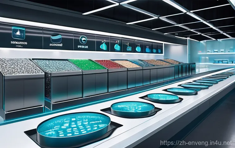 자원 회수 기술 - **Prompt 1: Futuristic AI-Driven Waste Sorting Facility**
    A brightly lit, ultra-modern recycling...