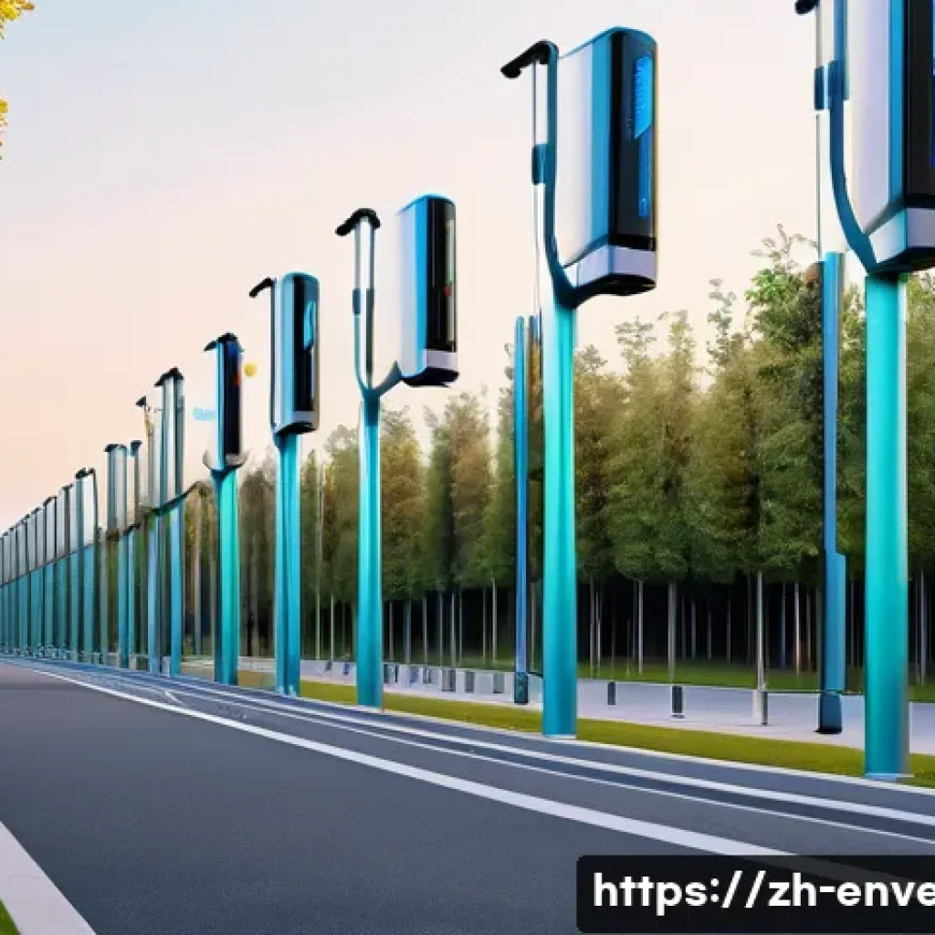 환경공학의 미래 - A high-tech urban environment featuring a smart air quality monitoring station with sleek, modern se...