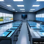 환경공학 연구소 - A high-tech wastewater treatment facility featuring an automated monitoring system with a network of...